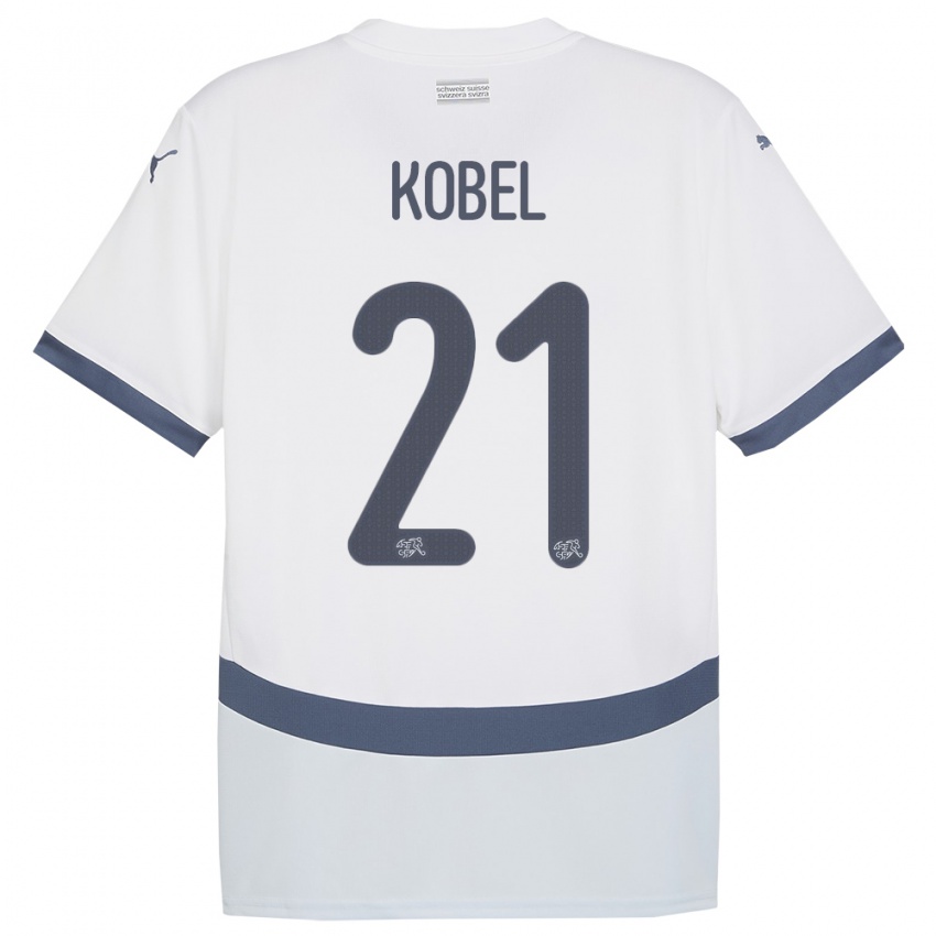 Enfant Maillot Suisse Gregor Kobel #21 Blanc Tenues Extérieur 24-26 T-Shirt Suisse