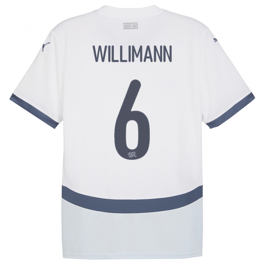 Enfant Maillot Suisse Mauricio Willimann #6 Blanc Tenues Extérieur 24-26 T-Shirt Suisse