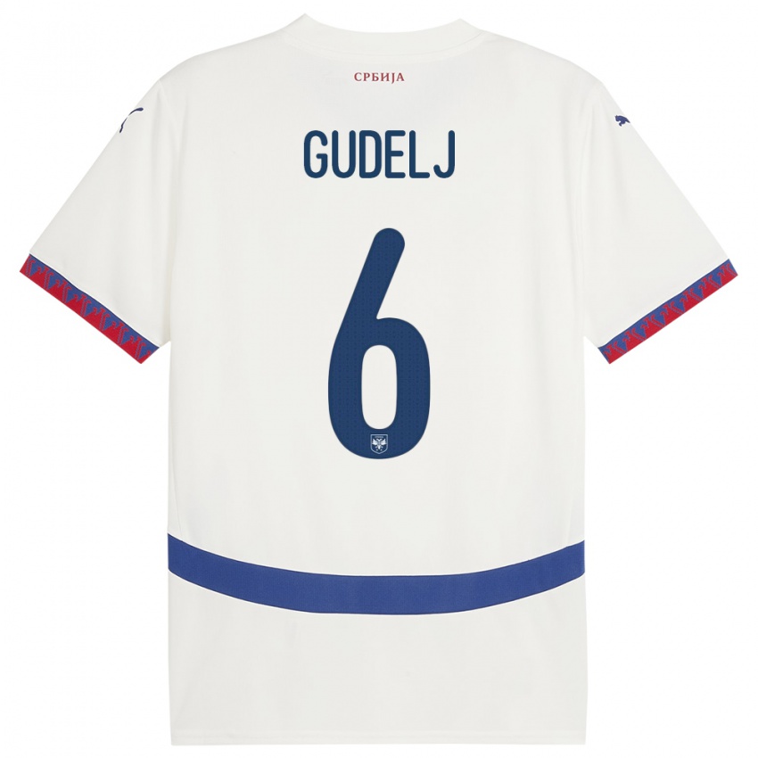 Kinder Serbien Nemanja Gudelj #6 Weiß Auswärtstrikot Trikot 24-26 T-Shirt Schweiz