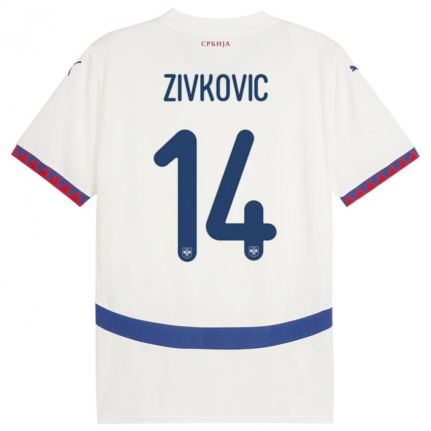 Kinder Serbien Andrija Zivkovic #14 Weiß Auswärtstrikot Trikot 24-26 T-Shirt Schweiz