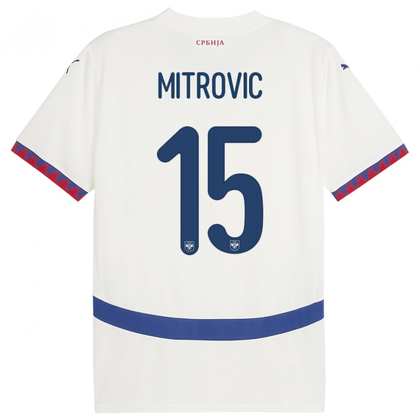 Kinder Serbien Stefan Mitrovic #15 Weiß Auswärtstrikot Trikot 24-26 T-Shirt Schweiz