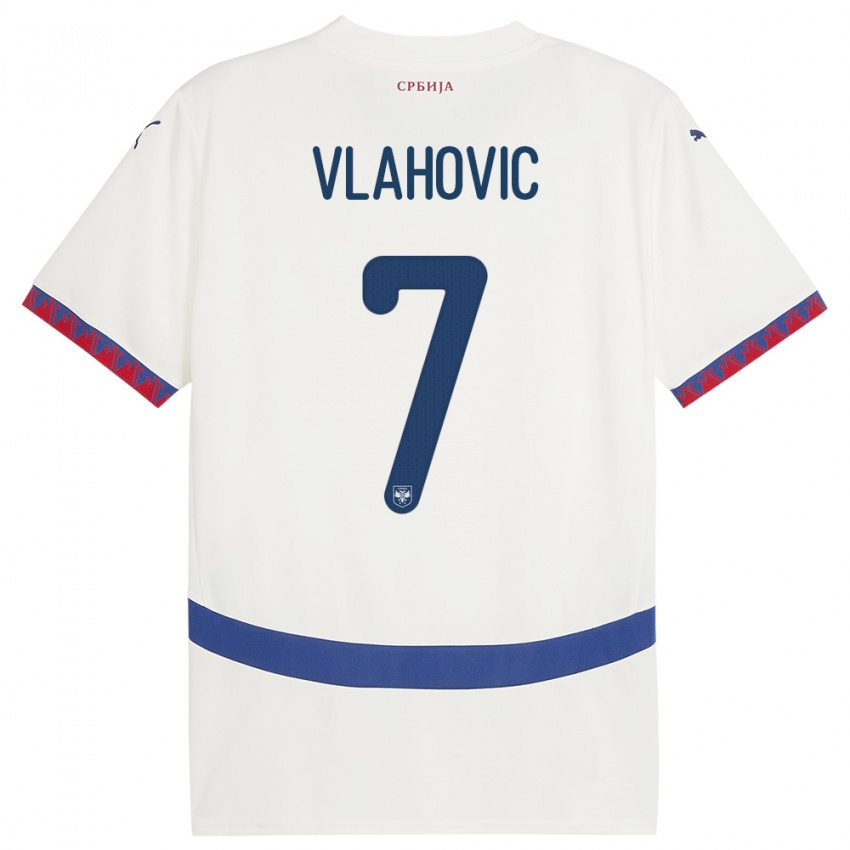 Kinder Serbien Dusan Vlahovic #7 Weiß Auswärtstrikot Trikot 24-26 T-Shirt Schweiz