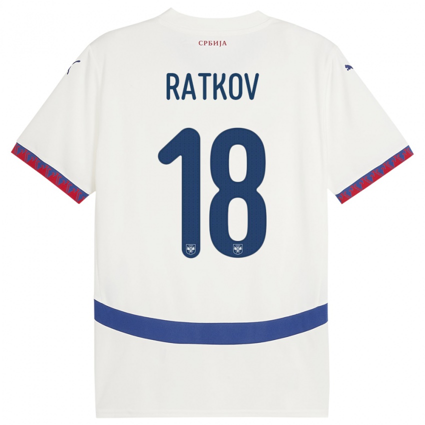 Kinder Serbien Petar Ratkov #18 Weiß Auswärtstrikot Trikot 24-26 T-Shirt Schweiz