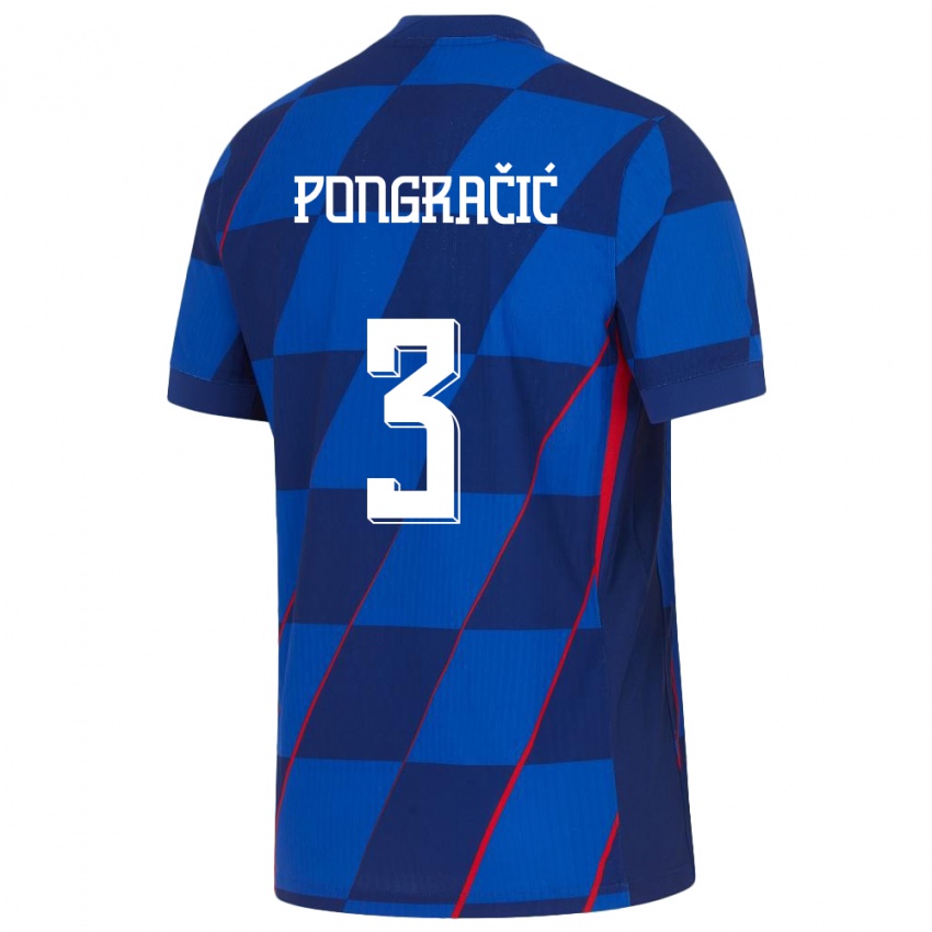 Kinder Kroatien Marin Pongracic #3 Blau Auswärtstrikot Trikot 24-26 T-Shirt Schweiz