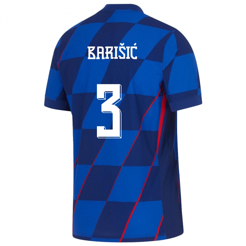 Kinder Kroatien Borna Barisic #3 Blau Auswärtstrikot Trikot 24-26 T-Shirt Schweiz