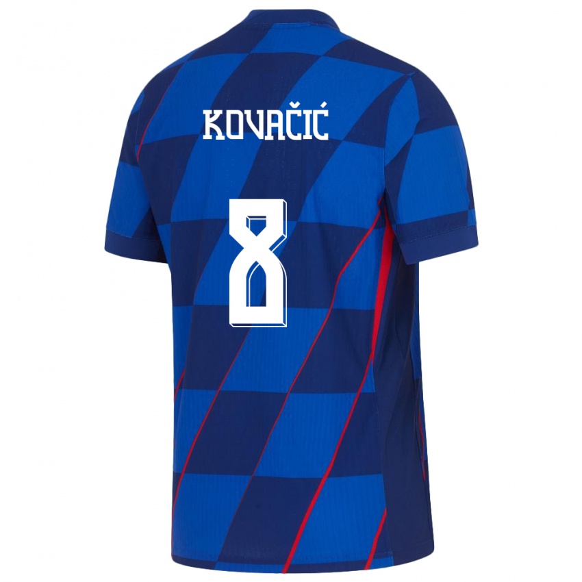 Kinder Kroatien Mateo Kovacic #8 Blau Auswärtstrikot Trikot 24-26 T-Shirt Schweiz