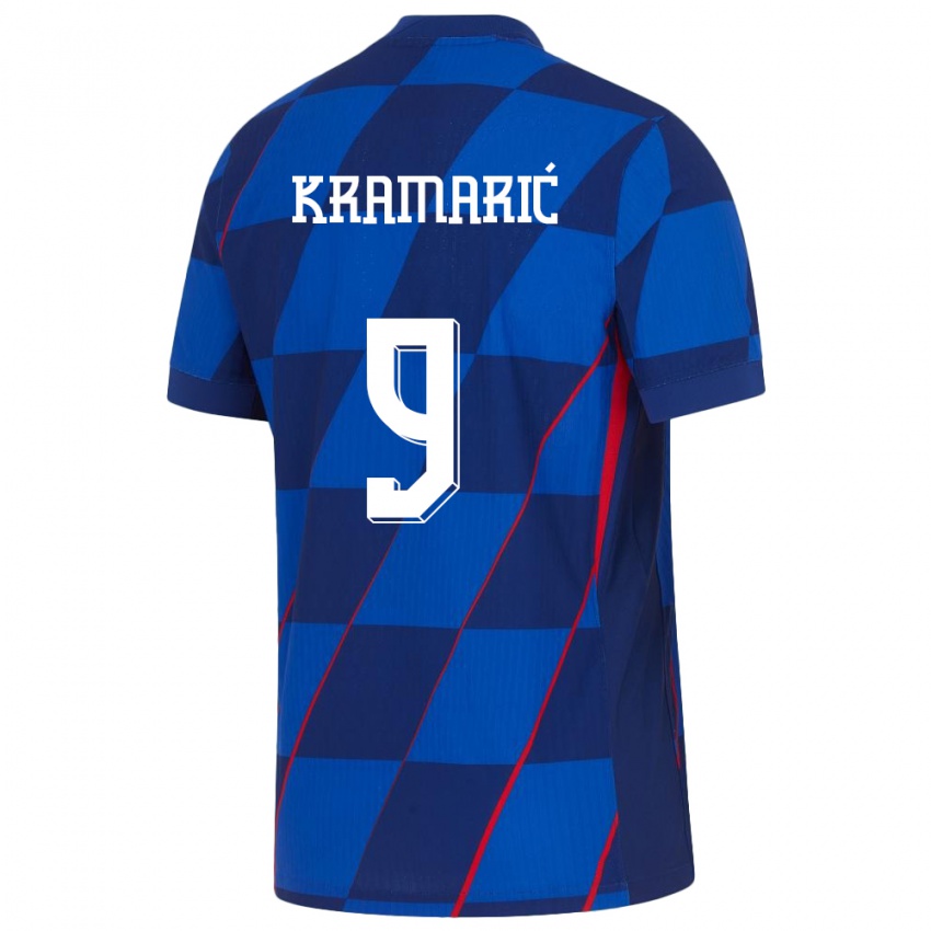 Kinder Kroatien Andrej Kramaric #9 Blau Auswärtstrikot Trikot 24-26 T-Shirt Schweiz