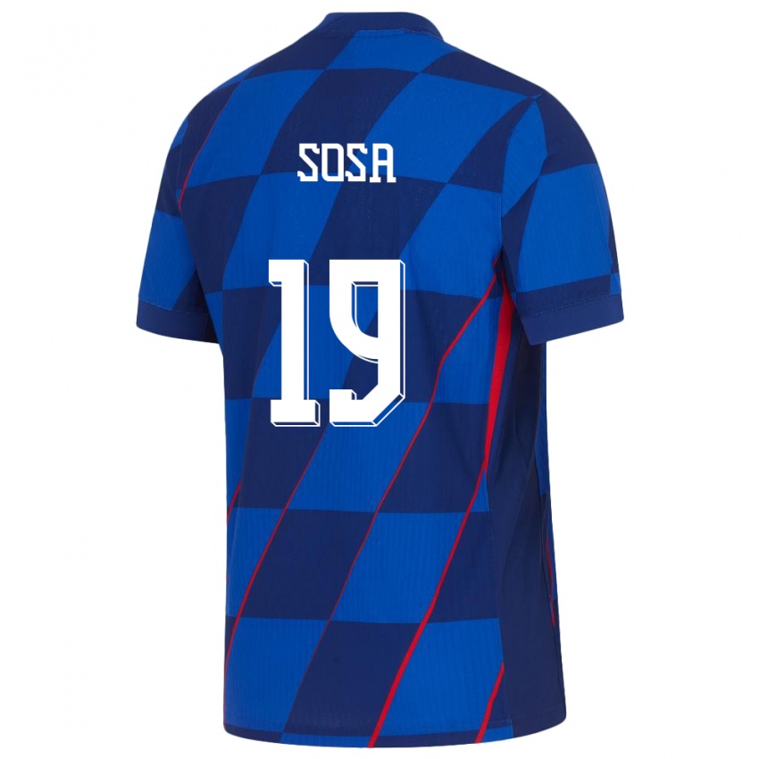 Kinder Kroatien Borna Sosa #19 Blau Auswärtstrikot Trikot 24-26 T-Shirt Schweiz