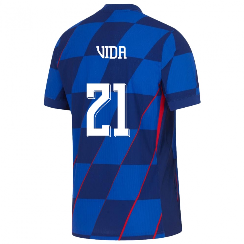 Kinder Kroatien Domagoj Vida #21 Blau Auswärtstrikot Trikot 24-26 T-Shirt Schweiz