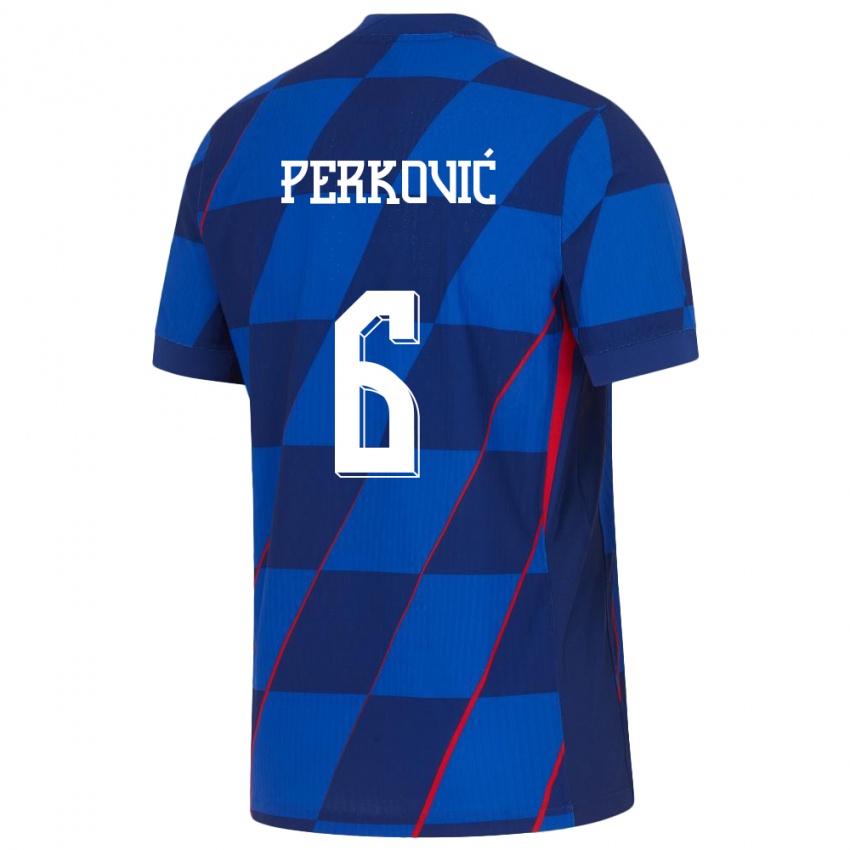 Kinder Kroatien Mauro Perkovic #6 Blau Auswärtstrikot Trikot 24-26 T-Shirt Schweiz