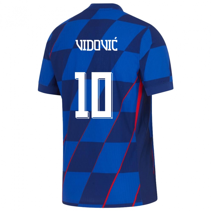 Kinder Kroatien Gabriel Vidovic #10 Blau Auswärtstrikot Trikot 24-26 T-Shirt Schweiz