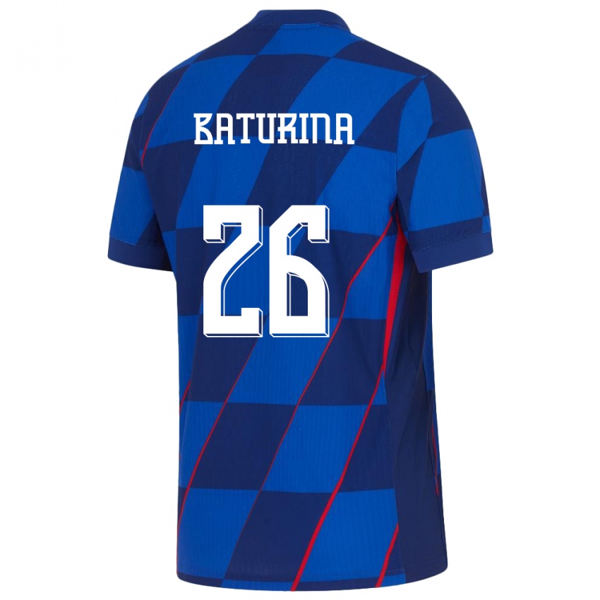 Kinder Kroatien Martin Baturina #26 Blau Auswärtstrikot Trikot 24-26 T-Shirt Schweiz