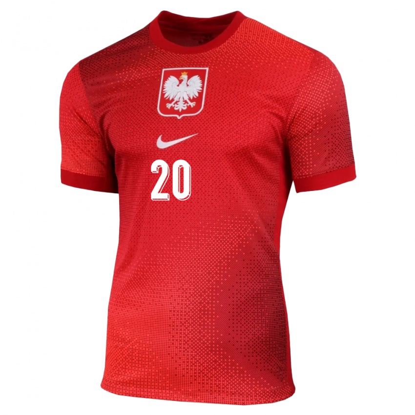 Enfant Maillot Pologne Kacper Duda #20 Rouge Tenues Extérieur 24-26 T-Shirt Suisse