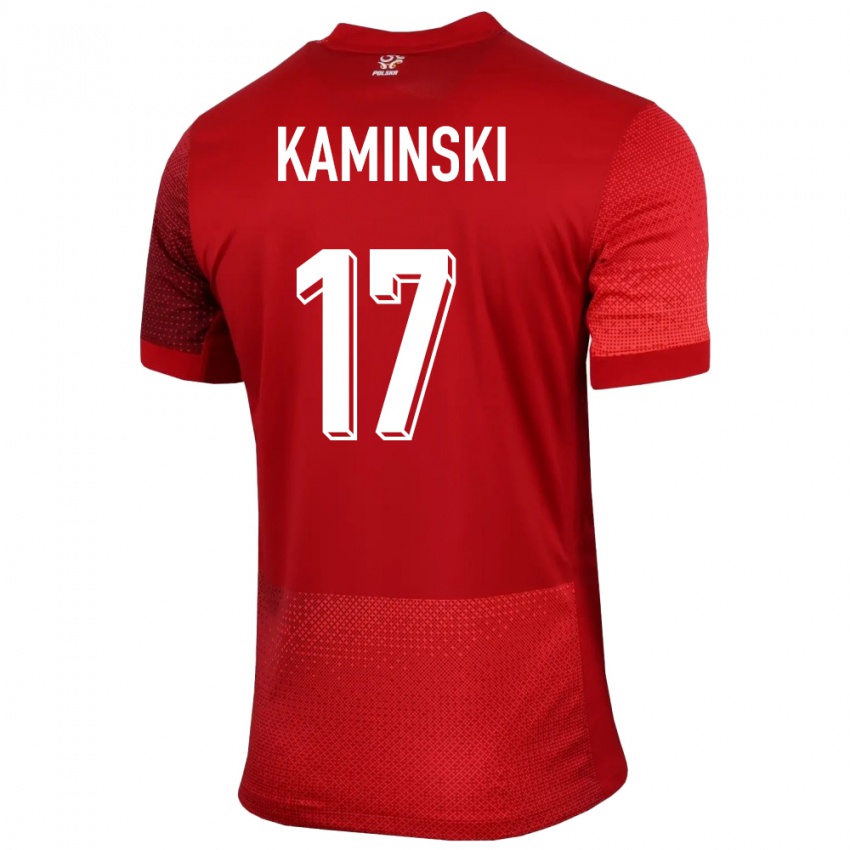 Enfant Maillot Pologne Jakub Kaminski #17 Rouge Tenues Extérieur 24-26 T-Shirt Suisse