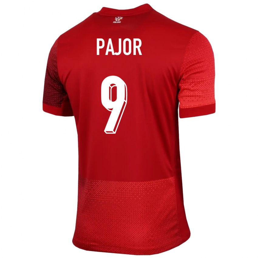 Kinder Polen Ewa Pajor #9 Rot Auswärtstrikot Trikot 24-26 T-Shirt Schweiz