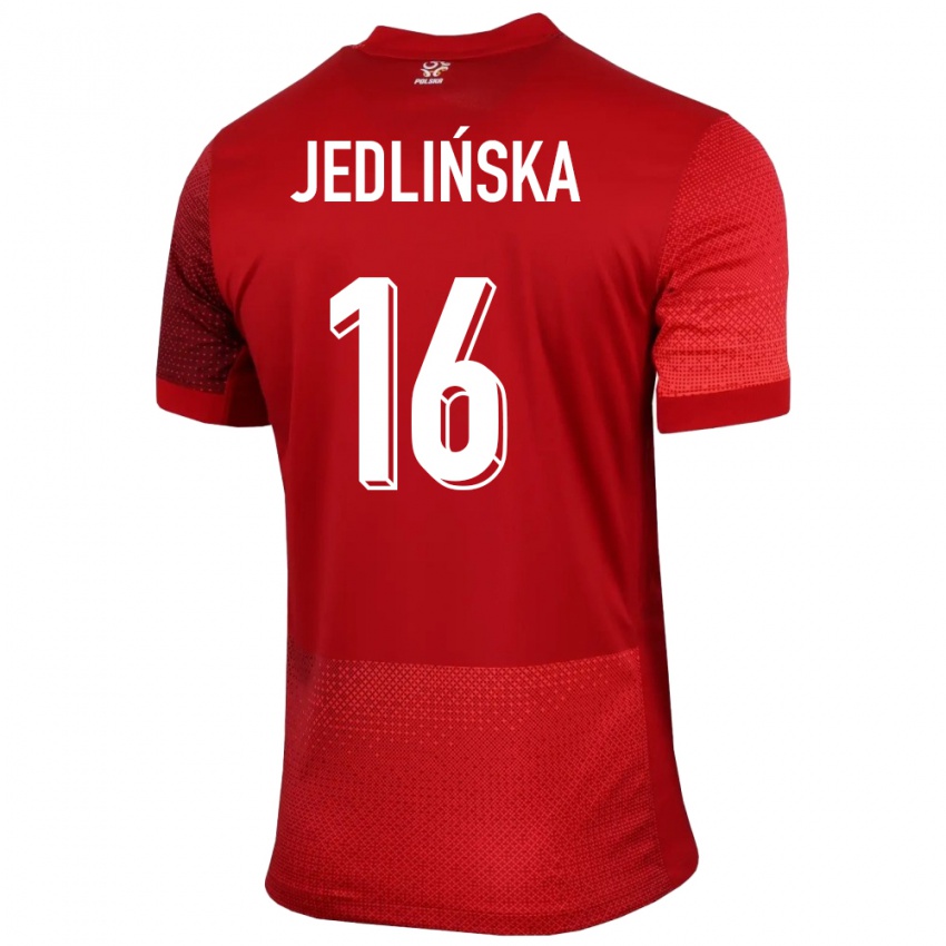 Kinder Polen Klaudia Jedlinska #16 Rot Auswärtstrikot Trikot 24-26 T-Shirt Schweiz