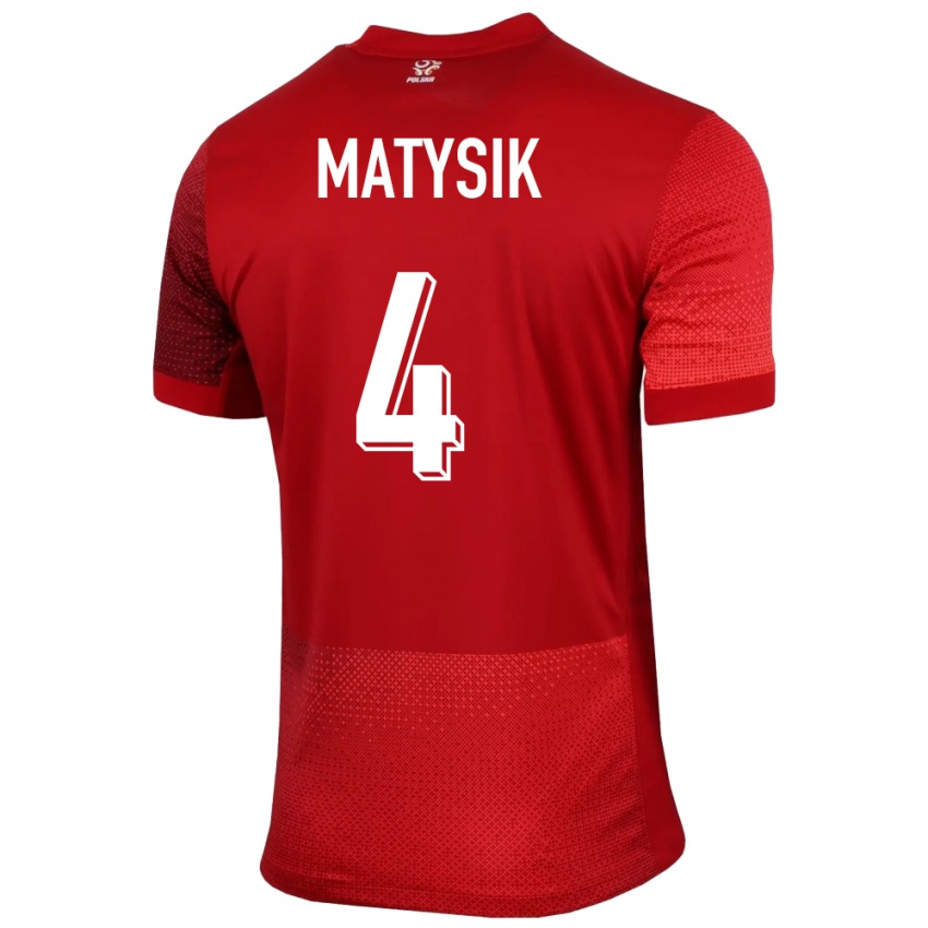 Enfant Maillot Pologne Milosz Matysik #4 Rouge Tenues Extérieur 24-26 T-Shirt Suisse