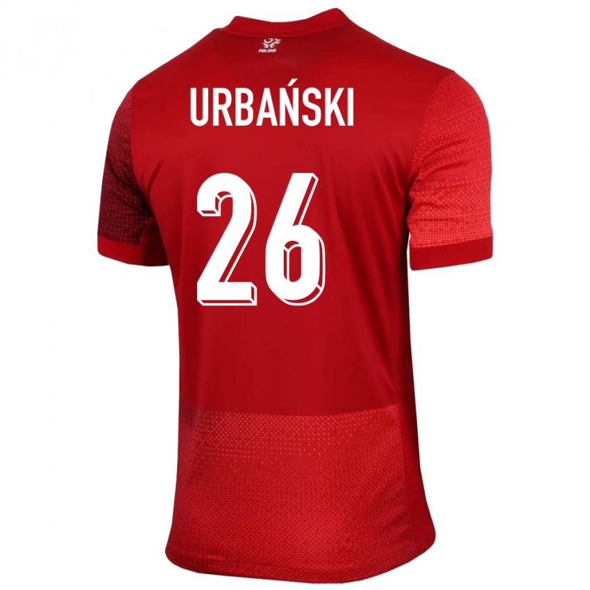 Kinder Polen Kacper Urbanski #26 Rot Auswärtstrikot Trikot 24-26 T-Shirt Schweiz