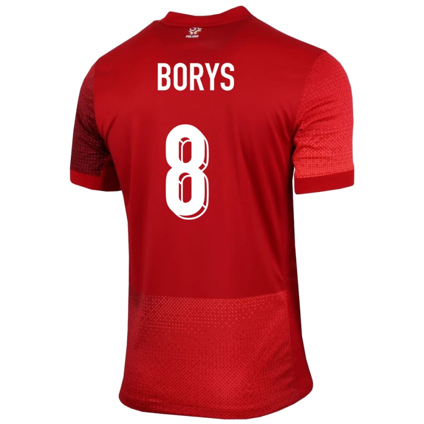 Kinder Polen Karol Borys #8 Rot Auswärtstrikot Trikot 24-26 T-Shirt Schweiz