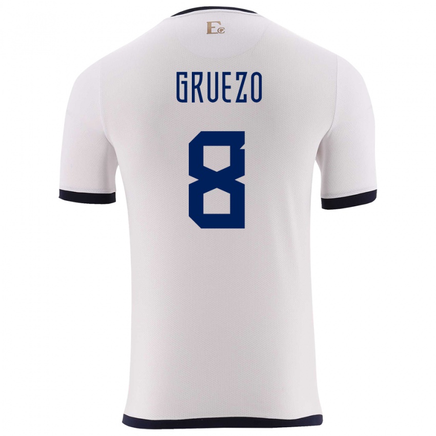 Kinder Ecuador Carlos Gruezo #8 Weiß Auswärtstrikot Trikot 24-26 T-Shirt Schweiz