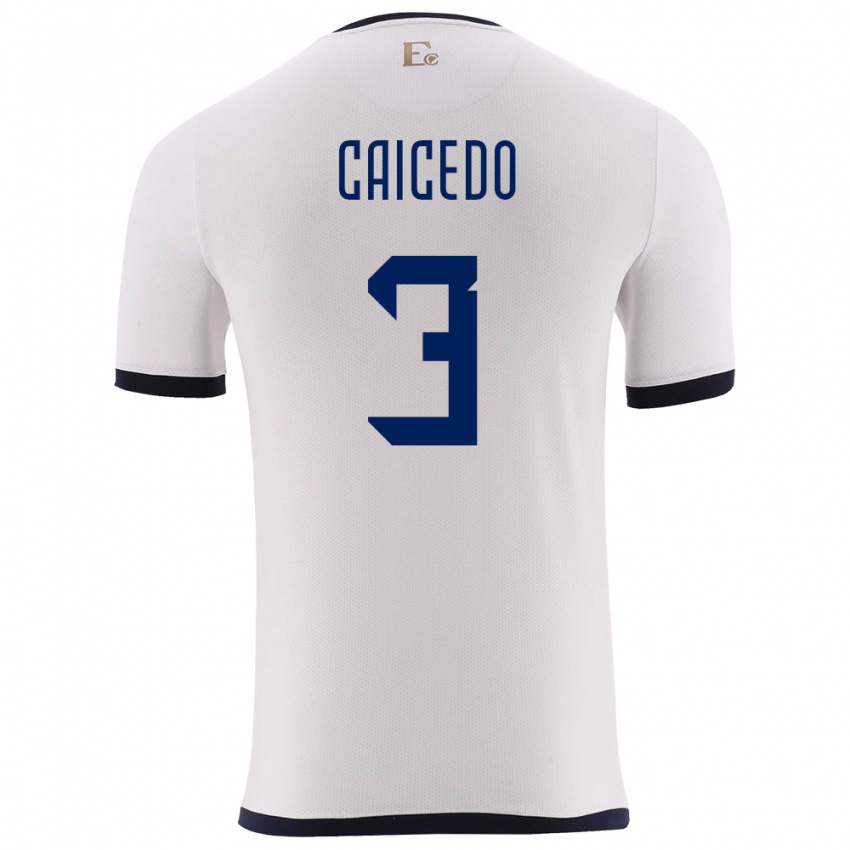 Kinder Ecuador Jessy Caicedo #3 Weiß Auswärtstrikot Trikot 24-26 T-Shirt Schweiz