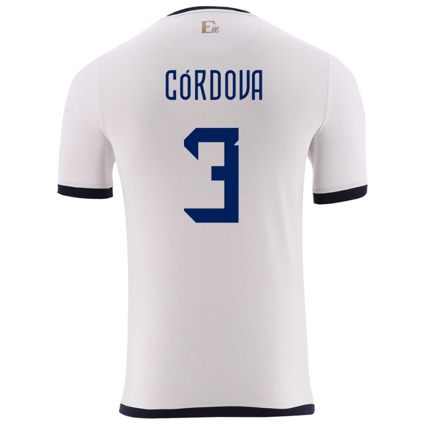 Kinder Ecuador Luis Cordova #3 Weiß Auswärtstrikot Trikot 24-26 T-Shirt Schweiz