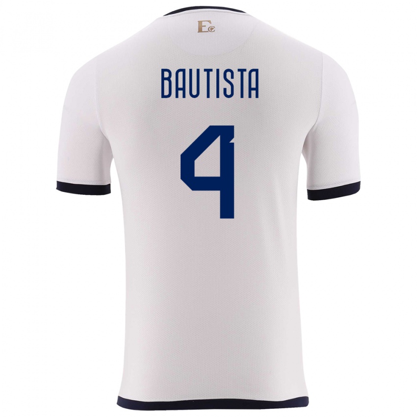 Kinder Ecuador Davis Bautista #4 Weiß Auswärtstrikot Trikot 24-26 T-Shirt Schweiz