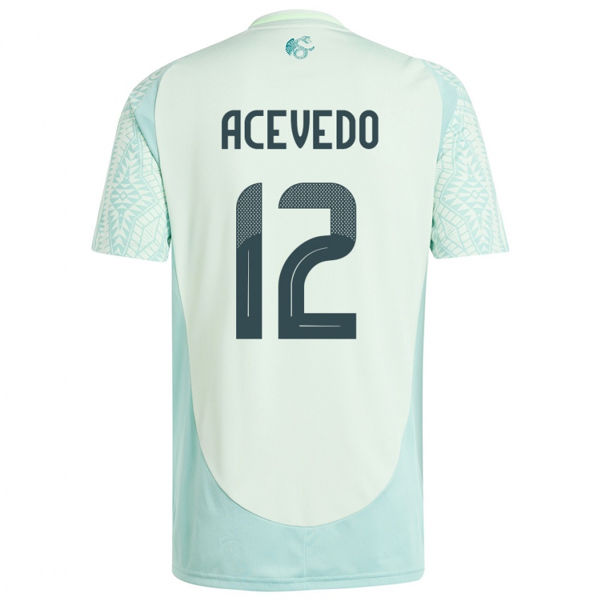 Kinder Mexiko Carlos Acevedo #12 Leinengrün Auswärtstrikot Trikot 24-26 T-Shirt Schweiz