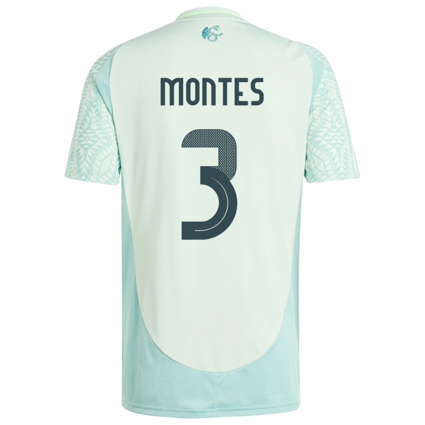 Kinder Mexiko Cesar Montes #3 Leinengrün Auswärtstrikot Trikot 24-26 T-Shirt Schweiz