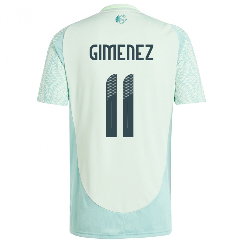 Kinder Mexiko Santiago Gimenez #11 Leinengrün Auswärtstrikot Trikot 24-26 T-Shirt Schweiz