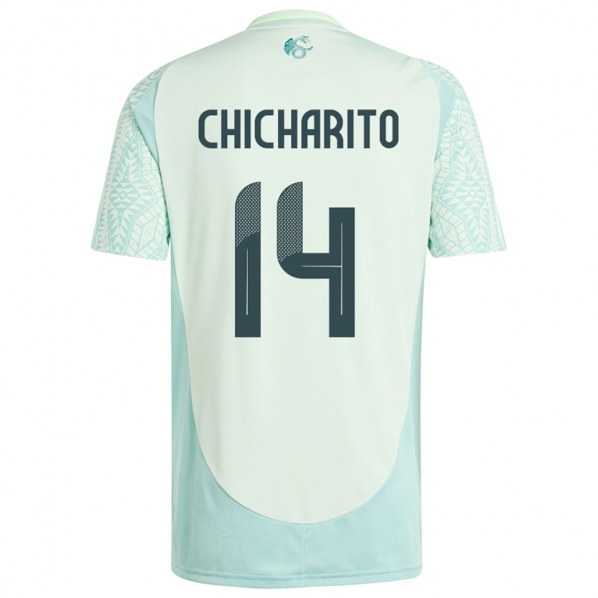 Kinder Mexiko Chicharito #14 Leinengrün Auswärtstrikot Trikot 24-26 T-Shirt Schweiz