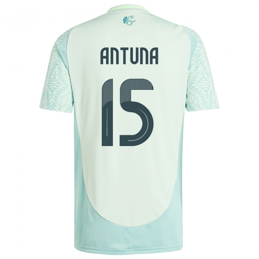 Kinder Mexiko Uriel Antuna #15 Leinengrün Auswärtstrikot Trikot 24-26 T-Shirt Schweiz