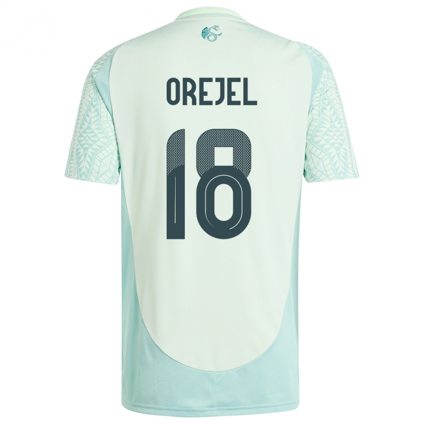 Kinder Mexiko Jocelyn Orejel #18 Leinengrün Auswärtstrikot Trikot 24-26 T-Shirt Schweiz