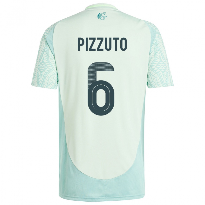 Kinder Mexiko Eugenio Pizzuto #6 Leinengrün Auswärtstrikot Trikot 24-26 T-Shirt Schweiz