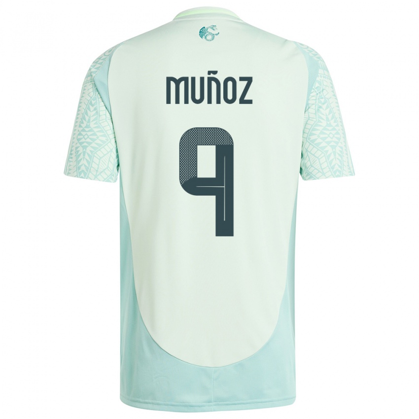 Kinder Mexiko Santiago Munoz #9 Leinengrün Auswärtstrikot Trikot 24-26 T-Shirt Schweiz