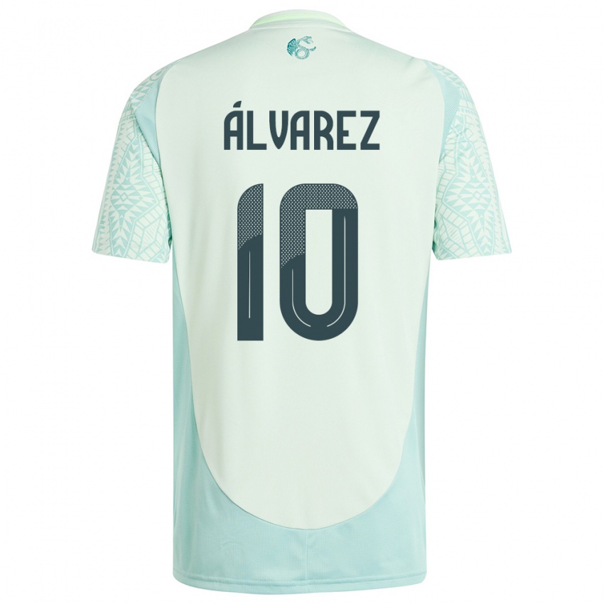 Kinder Mexiko Efrain Alvarez #10 Leinengrün Auswärtstrikot Trikot 24-26 T-Shirt Schweiz