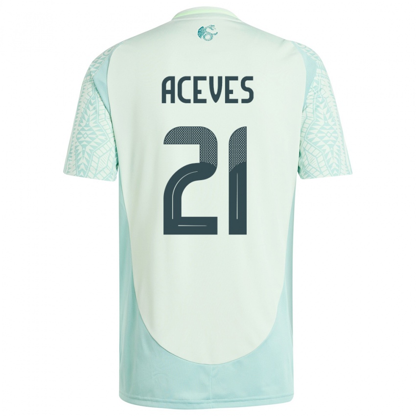 Kinder Mexiko Daniel Aceves #21 Leinengrün Auswärtstrikot Trikot 24-26 T-Shirt Schweiz