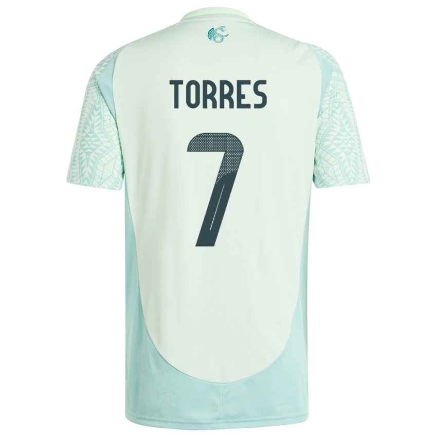 Kinder Mexiko Christian Torres #7 Leinengrün Auswärtstrikot Trikot 24-26 T-Shirt Schweiz