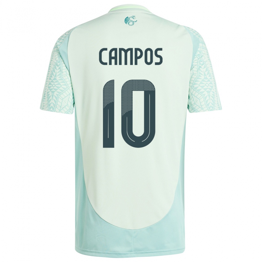 Kinder Mexiko Karel Campos #10 Leinengrün Auswärtstrikot Trikot 24-26 T-Shirt Schweiz