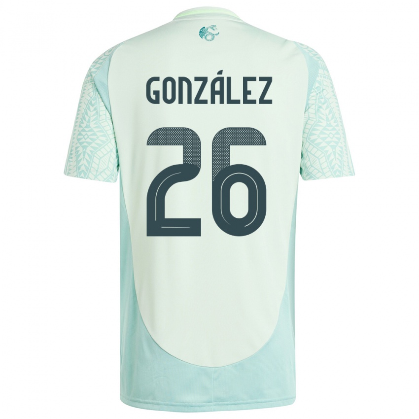 Kinder Mexiko Bryan Gonzalez #26 Leinengrün Auswärtstrikot Trikot 24-26 T-Shirt Schweiz