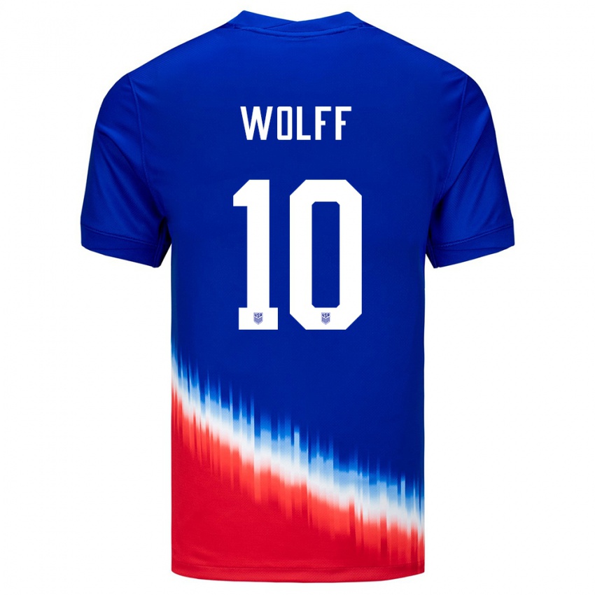 Kinder Vereinigte Staaten Owen Wolff #10 Blau Auswärtstrikot Trikot 24-26 T-Shirt Schweiz