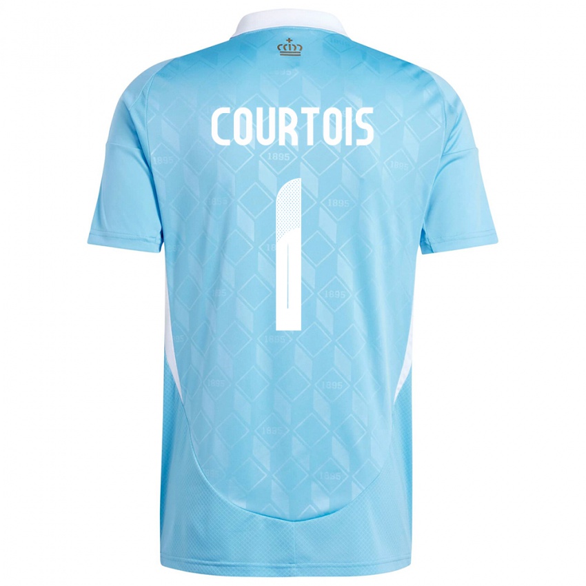 Kinder Belgien Thibaut Courtois #1 Blau Auswärtstrikot Trikot 24-26 T-Shirt Schweiz