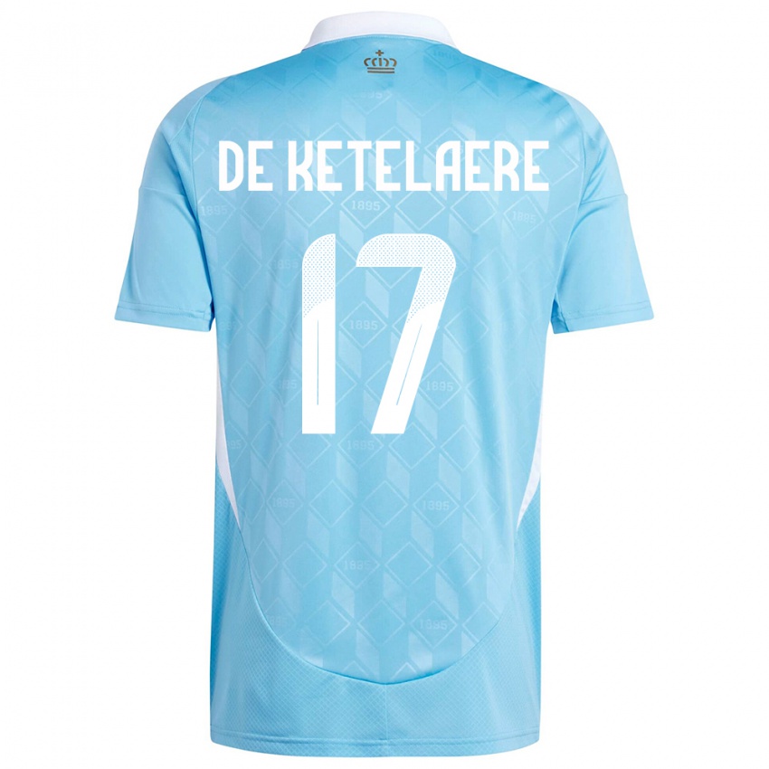 Kinder Belgien Charles De Ketelaere #17 Blau Auswärtstrikot Trikot 24-26 T-Shirt Schweiz
