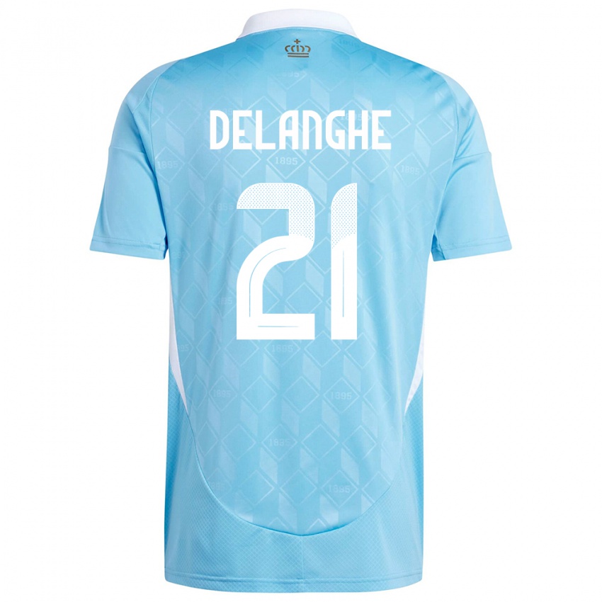 Kinder Belgien Maxime Delanghe #21 Blau Auswärtstrikot Trikot 24-26 T-Shirt Schweiz
