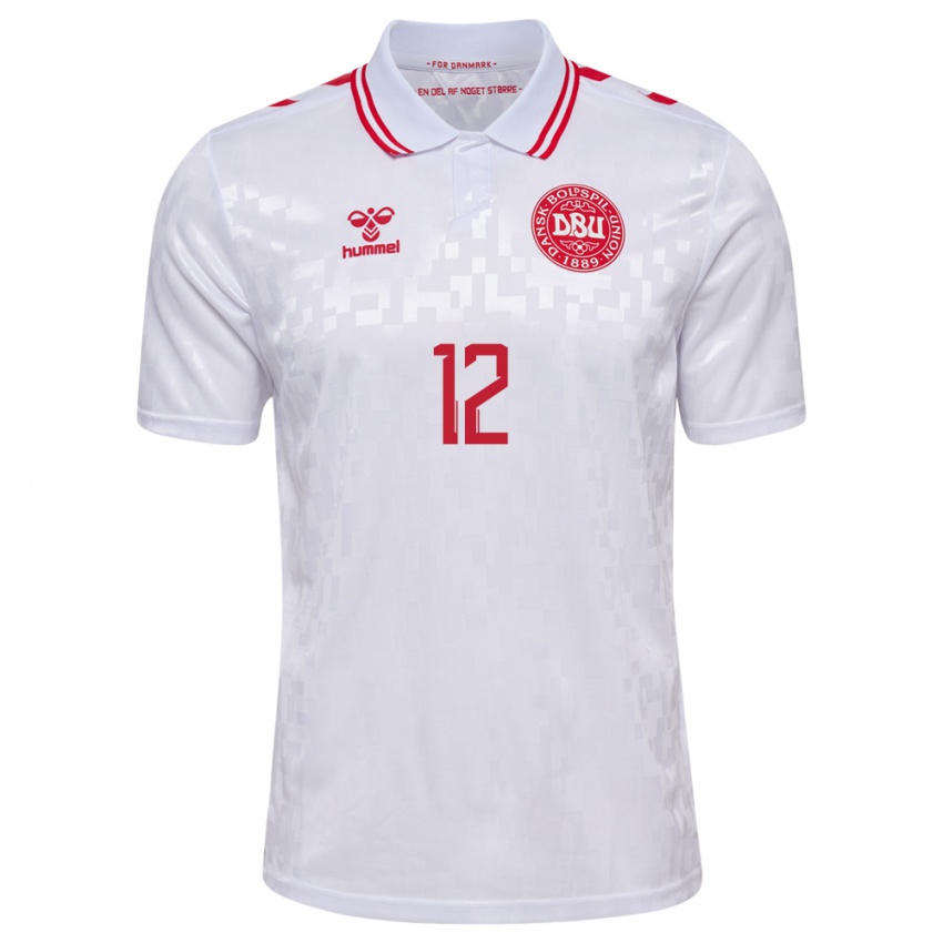 Kinder Dänemark Mathias Sauer #12 Weiß Auswärtstrikot Trikot 24-26 T-Shirt Schweiz
