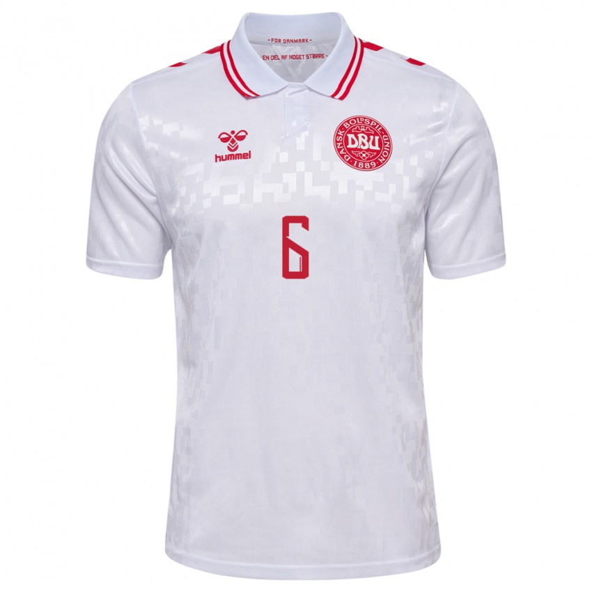 Kinder Dänemark Noah Lassen #6 Weiß Auswärtstrikot Trikot 24-26 T-Shirt Schweiz
