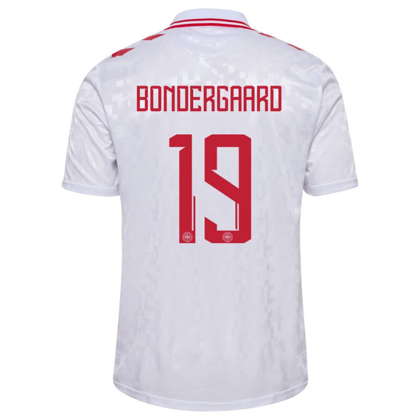Kinder Dänemark Asbjorn Bondergaard #19 Weiß Auswärtstrikot Trikot 24-26 T-Shirt Schweiz
