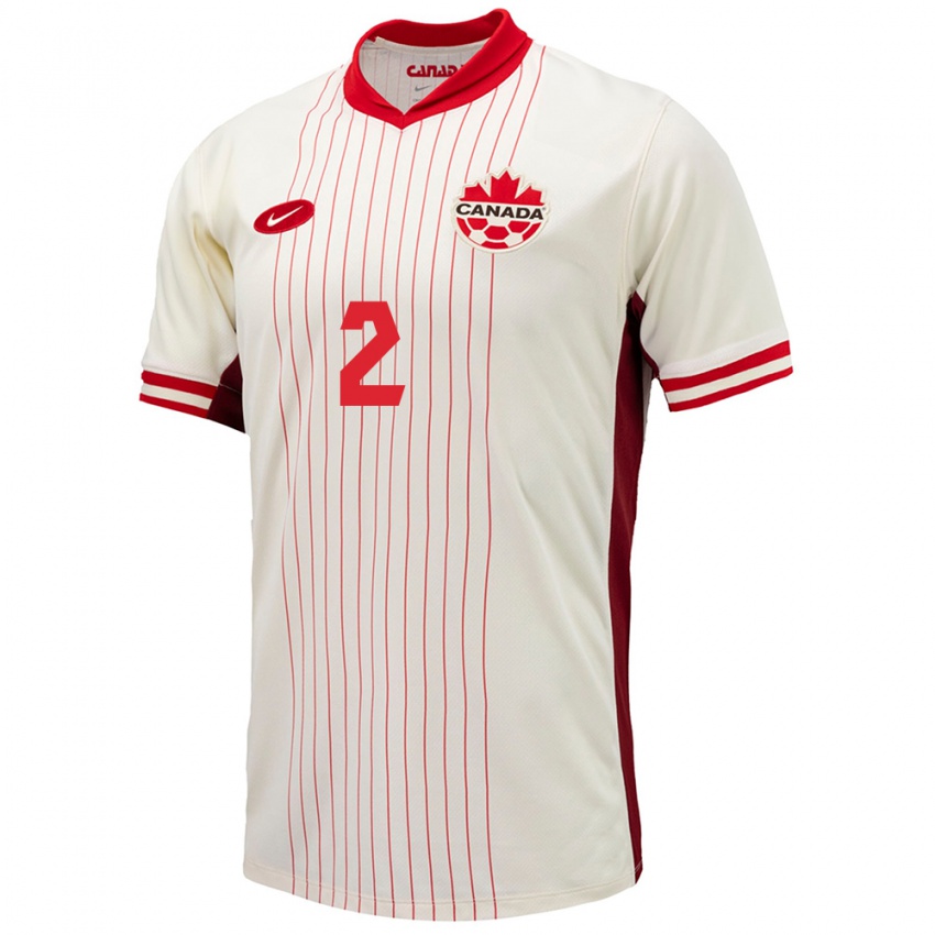 Enfant Maillot Canada Noah Abatneh #2 Blanc Tenues Extérieur 24-26 T-Shirt Suisse