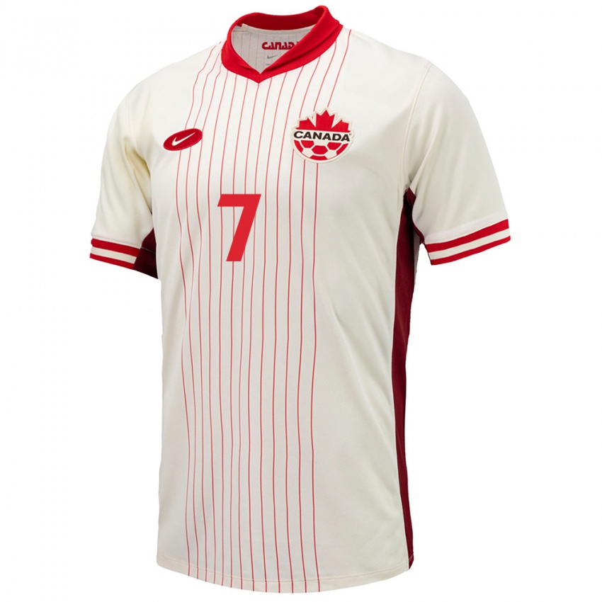 Enfant Maillot Canada Taryck Tahid #7 Blanc Tenues Extérieur 24-26 T-Shirt Suisse