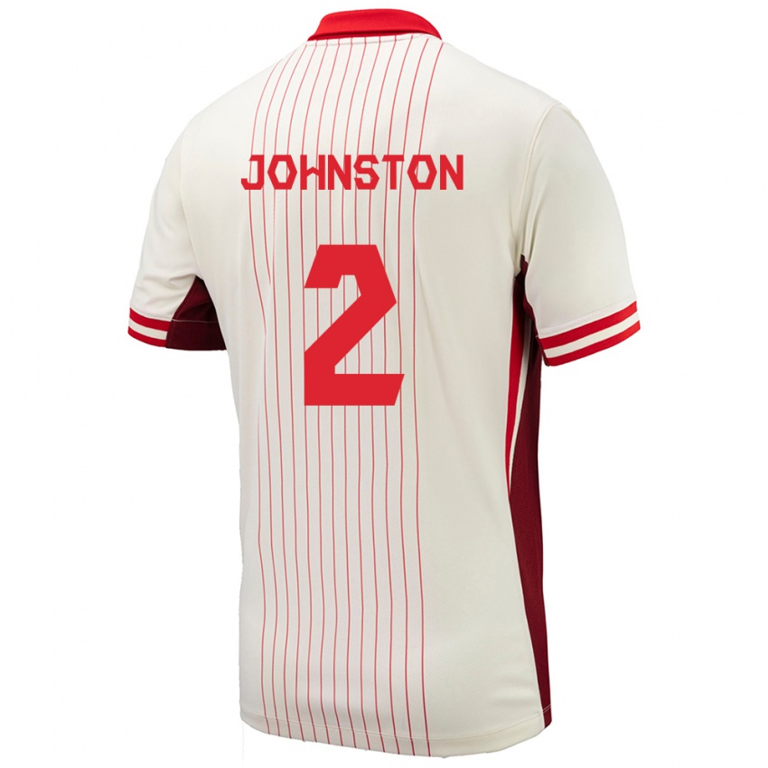 Enfant Maillot Canada Alistair Johnston #2 Blanc Tenues Extérieur 24-26 T-Shirt Suisse